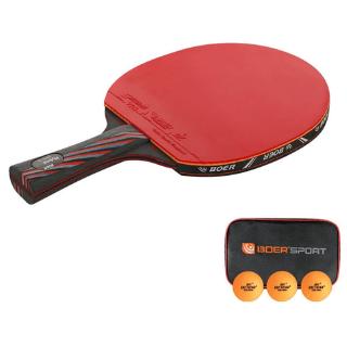 Professional 6 Star Ping Pong Bat Blade Rubber Nano Carbon Table Tennis Racket Pingpong Training with 3 Balls
