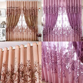 SPP_Home Door Window Balcony Modern Luxury Flower Printed Sheer Tulle Voile Curtain