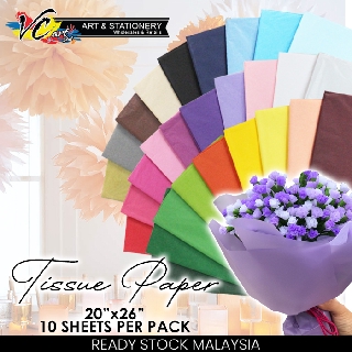 **10pcs** 50x65cm Colorful Tissue Paper Gift Wrap 20x26 Inch (Kertas Wrap Tisu / Wrap Bunga)
