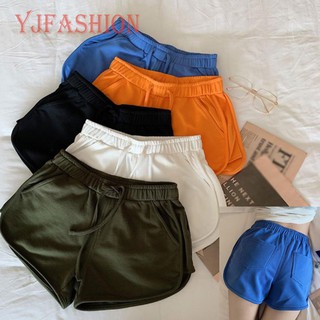 YJFASHION Women’s Summer Casual Solid Lady Elastic Waist Beach Sports Shorts