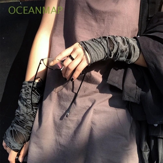 OCEANMAP Accessories Punk Gloves Sport Broken Slit Fingerless Gloves Women Cuff Rock Gloves Punk Style Gothic Half-finger Hole Mitten/Multicolor