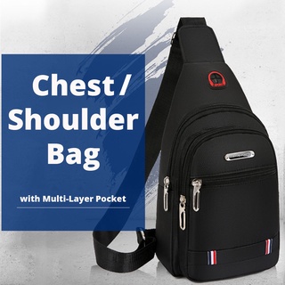 【SG】Men Shoulder Chest Crossbody Sling Bag/Sling Backpack Nylon Water Resistant with USB Charging Port Black Blue Brown