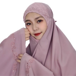 Iris telekung with swarovski - 100% Cotton - Elegant Embroidery - Full Set Prayer Clothes for Muslimah