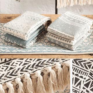 Retro Bohemian Tassel Carpet Fabric Rug Mat Bedroom Door Blanket Tea Area Decor
