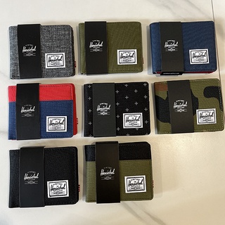 【Ready Stock】Man Canvas Wallet Multi-Card Position Two Fold Short Unisex Adults Wallet Purse With Coin Pouch