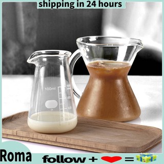Romanticshopssss Heat-resistant Glass Coffee Milk Jug Frothing Pot Espresso Latte Art Pitcher Cup 100ml