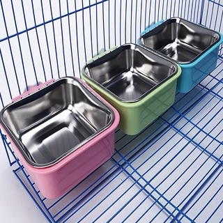 Animal Feed Stationary Bowl Stainless Steel Cage Water Supply Food for Dogs Cat Rabbit Pet Products Accessories