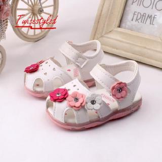 Twice-♥Toddler New Flowers Girls Sandals Lighted Soft-Soled Princess Baby Shoes