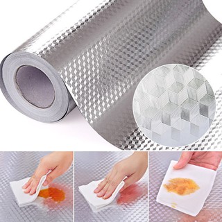 Self Adhesive Waterproof Oil-proof Aluminum Foil Wallpaper Kitchen Stove Wall St