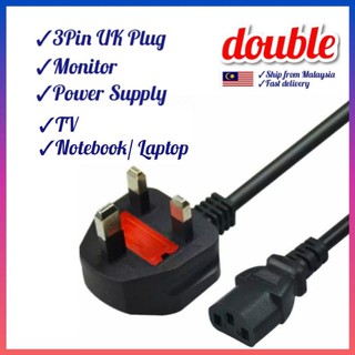 [Shop Malaysia] 3 Pin UK Plug Power Cord Power Plug DESKTOP LAPTOP NOTEBOOK TV LCD MONITOR WIRE CABLE 1.5M 3M
