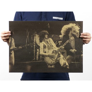 Pop Led Zeppelin Music Rock Band Stars Kraft Paper Poster Bar Home Wall Decor