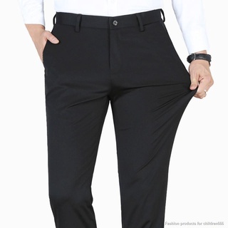 [29-40] Black Pants Men Slim Fit Office Casual Long Pants Elastic Plus Size Pants Formal Trousers Kurta