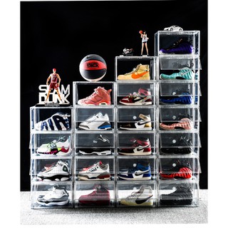 Fully acrylic Magnetic Open Display Shoe Box Rack Storage Cabinet