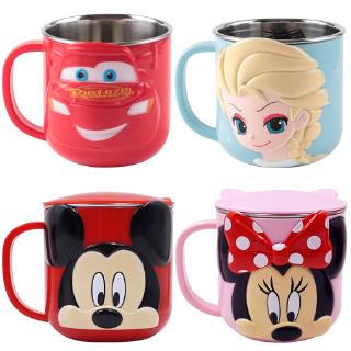 Disney Kids Drink Water Cups Children Baby Milk Cup Cartoon Creative Baby Drinkware Juice Cup Stainless Steel Mugs