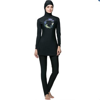 Conservative Women swimwear Muslim bikini bathing suit beach Swimsuit Black
