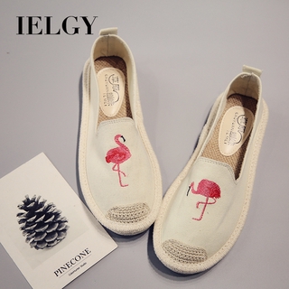 IELGY canvas shoes women's one-step women's shoes all-match flat shallow shallow mouth lazy shoes fisherman shoes fashion women's shoes