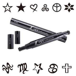 2 Designs for 1 Miholic waterproof Temporary Duo Tattoo Stamp Black