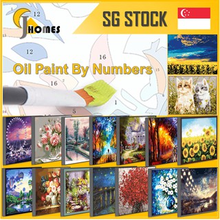 DIY Oil Painting Set Paint by Numbers on Canvas w. Wood Inner Frame Brushes Gift Idea 40cm x 50cm For Adult & Kids