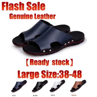 【SCL】Men's Genuine Leather Sandals Non-slip Slides Summer Sandal Soft Sole Outdoor Shoes