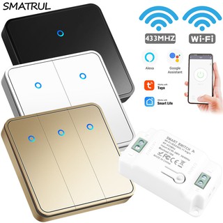 SMATRUL switch Smart switch light Smart Life Tuya mobile APP WiFi RF remote control 433Mhz button wall relay timer