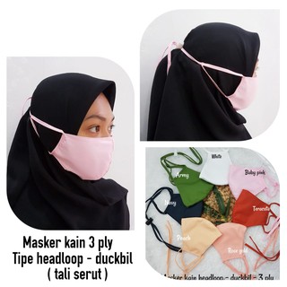 Plain Color Cloth Mask headloop SNI Type duckbil 3 ply I Three Layer hijab Mask (1)