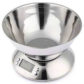 5kg 1g Stainless Electronic Kitchen Scale with Alarm Timer Temperature Sensor