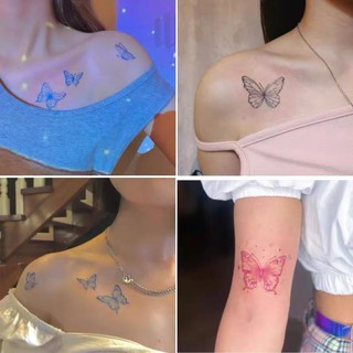 Color tattoo butterfly Color butterfly tattoo on clavicle arm Waterproof female彩色刺青蝴蝶 锁骨手臂彩色蝴蝶纹身 防水女持久风仿真纹身贴xuan69.sg7.16