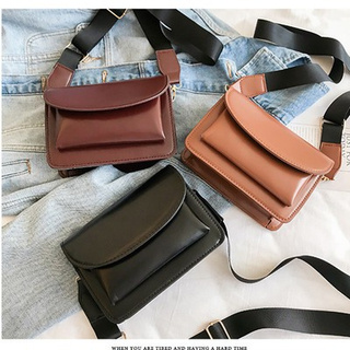 Korean style wide shoulder strap single shoulder small square bag fashion simple slanting lady bag