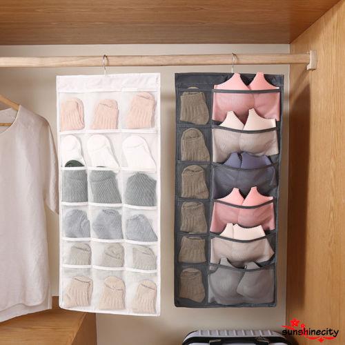 NTE-Portable Socks Bra Underwear Hanging Storage Organizer Bag Home Clear