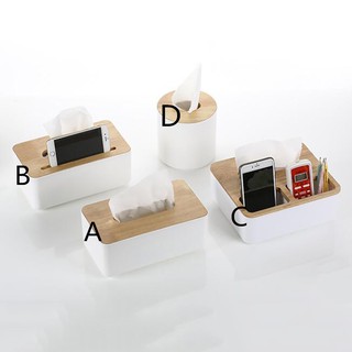 🎁Natural Wood Cover Plastic Tissue Paper Box Storage Case Holder Desk Decor