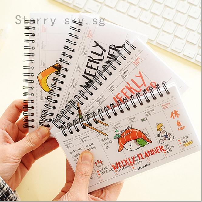 Cute Daily Planner Weekly Day Plan Time Organizer Stuff Notebook Spiral Agenda