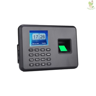 Intelligent Biometric Fingerprint Password Attendance Machine Employee Checking-in Recorder 2.4 inch LCD Screen DC 5V Time Attendance Machine Black US Plug