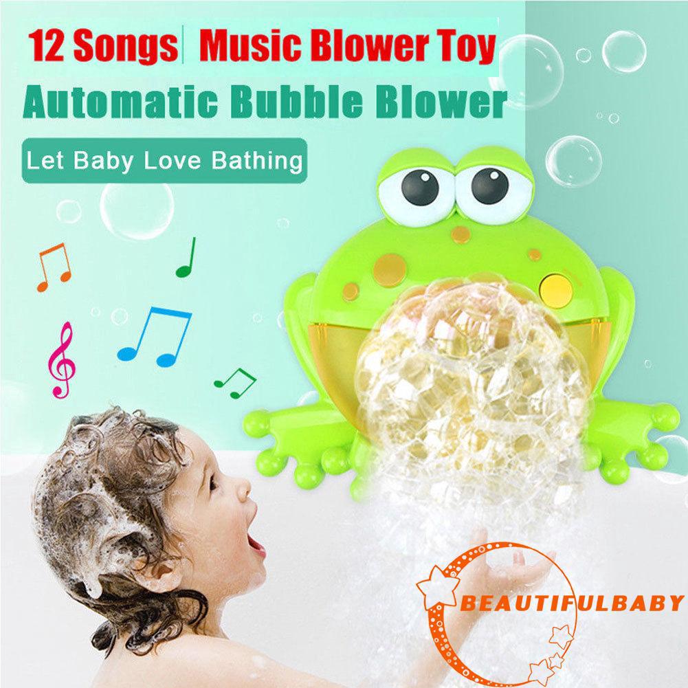 BBB-Bubble Machine Big Frog Automatic Bubble Maker Blower Music Bath Toys For