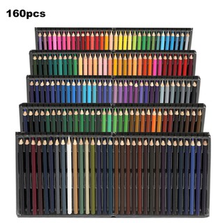 160 Oily Art Coloured Pencils Vibrant Colors Pre-Sharpened Coloured Pencils Set For Adult Coloring Books Artist Drawing Sketching Crafting (160 Colours)