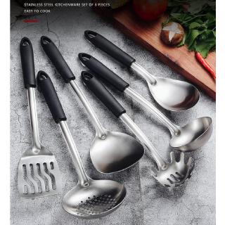 304 Stainless Steel Cookware Long Handle Kitchen Set Cooking Tools Scoop Spoon Turner Ladle Kitchen Utensils Set (1)
