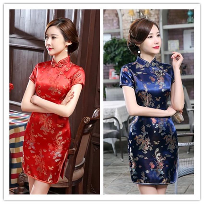 Embroidered cheongsam large size costumes Slim daily banquet