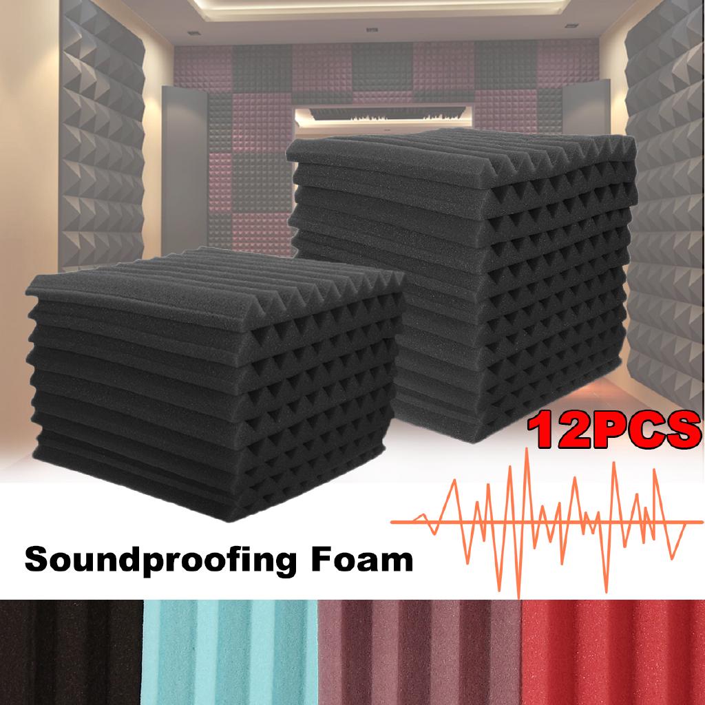 12Pcs 10“x10''x1'' Foam Acoustic Panels Soundproofing Studio Wedge Absorption