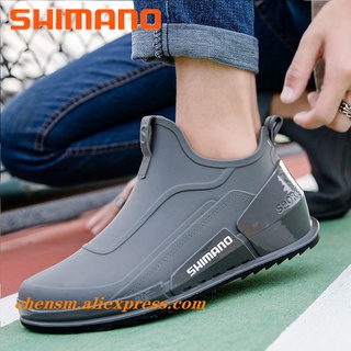 Shimano Men's Rain Boots Waterproof Men Ankle Boots Rain Shoes Fishing Flats Anti-skid Casual Rainboots Man Rubber Rain Shoes