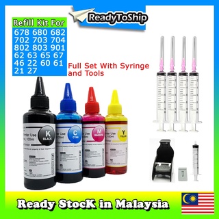 Refill Kit For HPP 678 680 682 60 61 62 63 65 67 21 22 27 46 702 703 704 901 803 802 ink Cartridge use