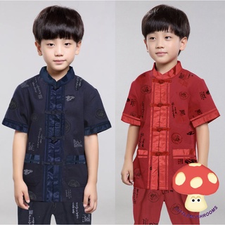 +LITTLE MUSHROOMS+ KIDS CHILDREN BOY CHINESE NEW YEAR TRADITIONAL COSTUME KUNGFU SUIT SET CNY RACIAL HARMONY COTTON