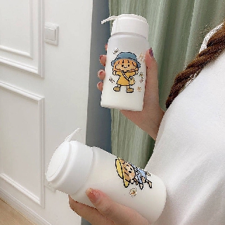 🌈 water bottle 😊 ♩Water cup female student Korean version cute cartoon plastic ins handy cup net red fresh portable leak-proof with handle✾