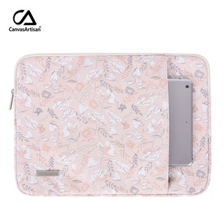 CanvasArtisan Pink Floral Laptop Bag Front Pocket Waterproof Leather Cover Tablet iPad Sleeve Case for Macbook Air Pro 11/12/13/14/15 inch