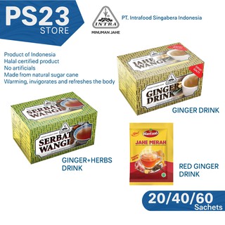[1/2/3 box] Jahe Wangi, Serbat, Red Ginger Drink Intra Intrafood Singabera, Heritage Herbal Drink Indonesia, 20 sachet