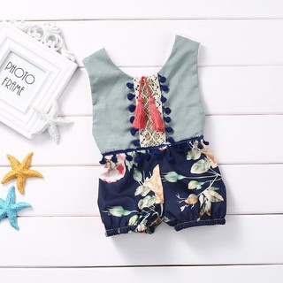 Newborn Baby Girls Kids Sleeveless Baby Floral Romper Jumpsuit Outfits Summer