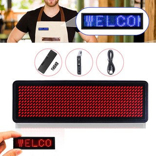 Red Mini LED Digital Programmable Rechargeable Scrolling Name Message Tag Sign