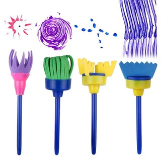 ✿DIY Arts Craft,Besom,Sponge Paint Brushes for Kids, 4 Pcs Early Learning Drawing Painting Tools Set