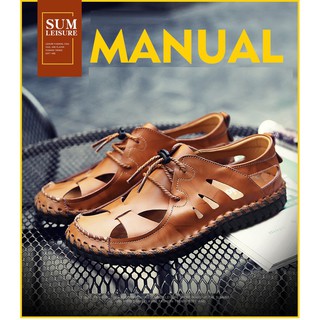 Men Sandals Fashion Beach Slippers Shoes Brand Leather Slippers For Men