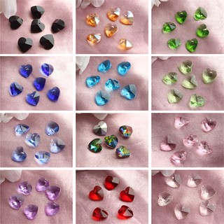 10 Diy Crafts Accessories Loose Beads Single Hole Crystal Heart Pendant Bracelet Diy Material Love Peach Piece Handmade Necklace Bracelet Jewelry Ingredients