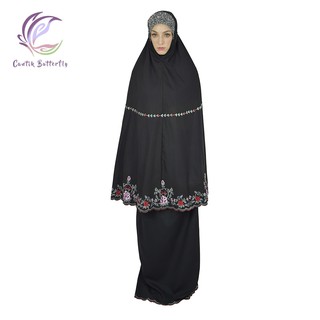 Cantik Butterfly Flora Series Premium Cotton Telekung Muslim Wear Premium Lycra telekung