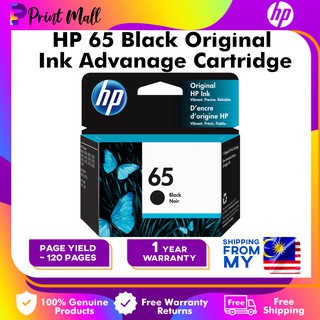 HP 65 Black Original Ink Cartridge for HP 2622 ink, For 120/125/2622/2624/2635/2636/5075/5075/5076/5276/5010/5012/5052/5
